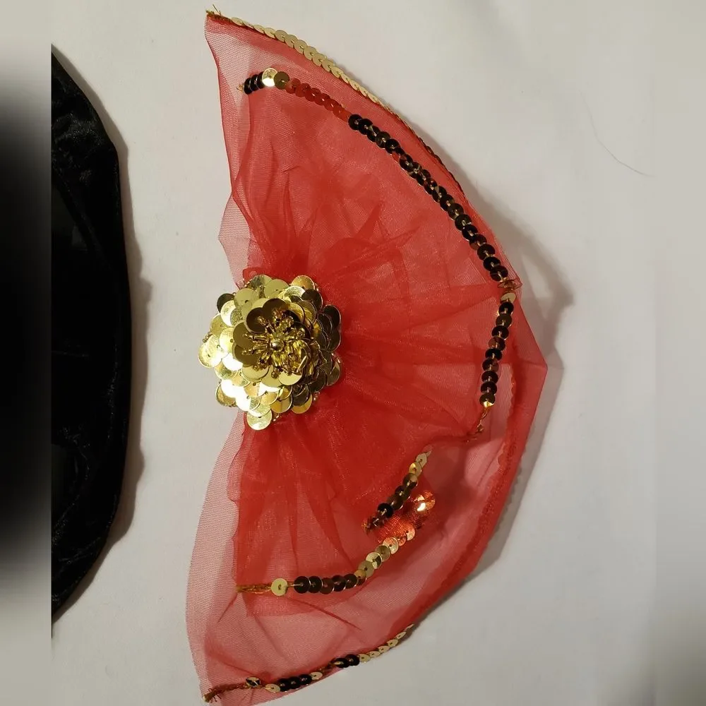 Jazz, Tap Dance Costume, Red Black Gold, Medium Child